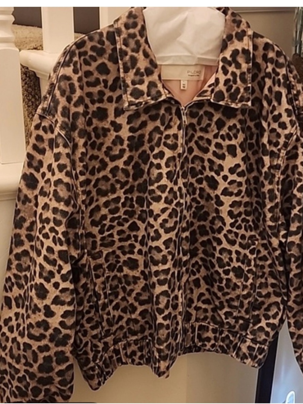 Rylie Bomber Jacket by Pilcro- Brown/Black (pink seaming inside)-size Large - Picture 2 of 3